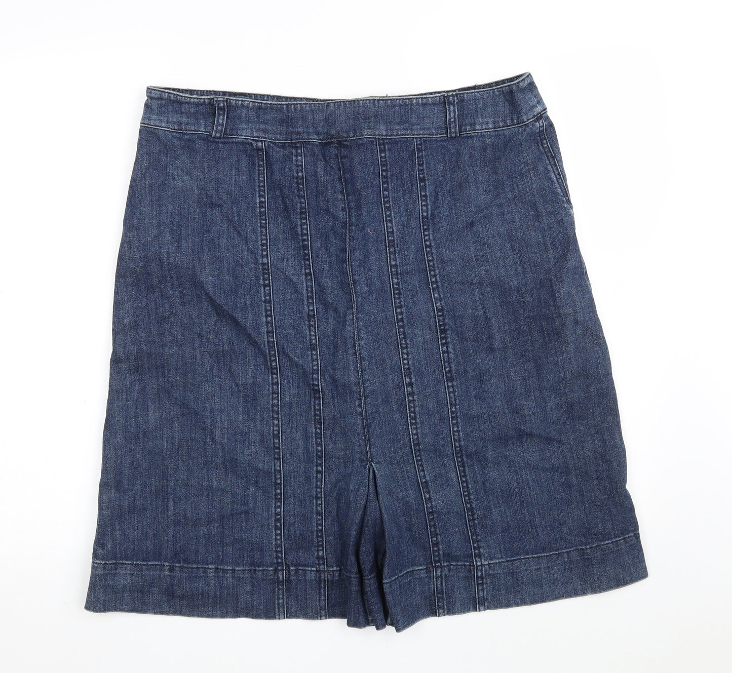 Monsoon Womens Blue  Cotton A-Line Skirt Size 16   Zip