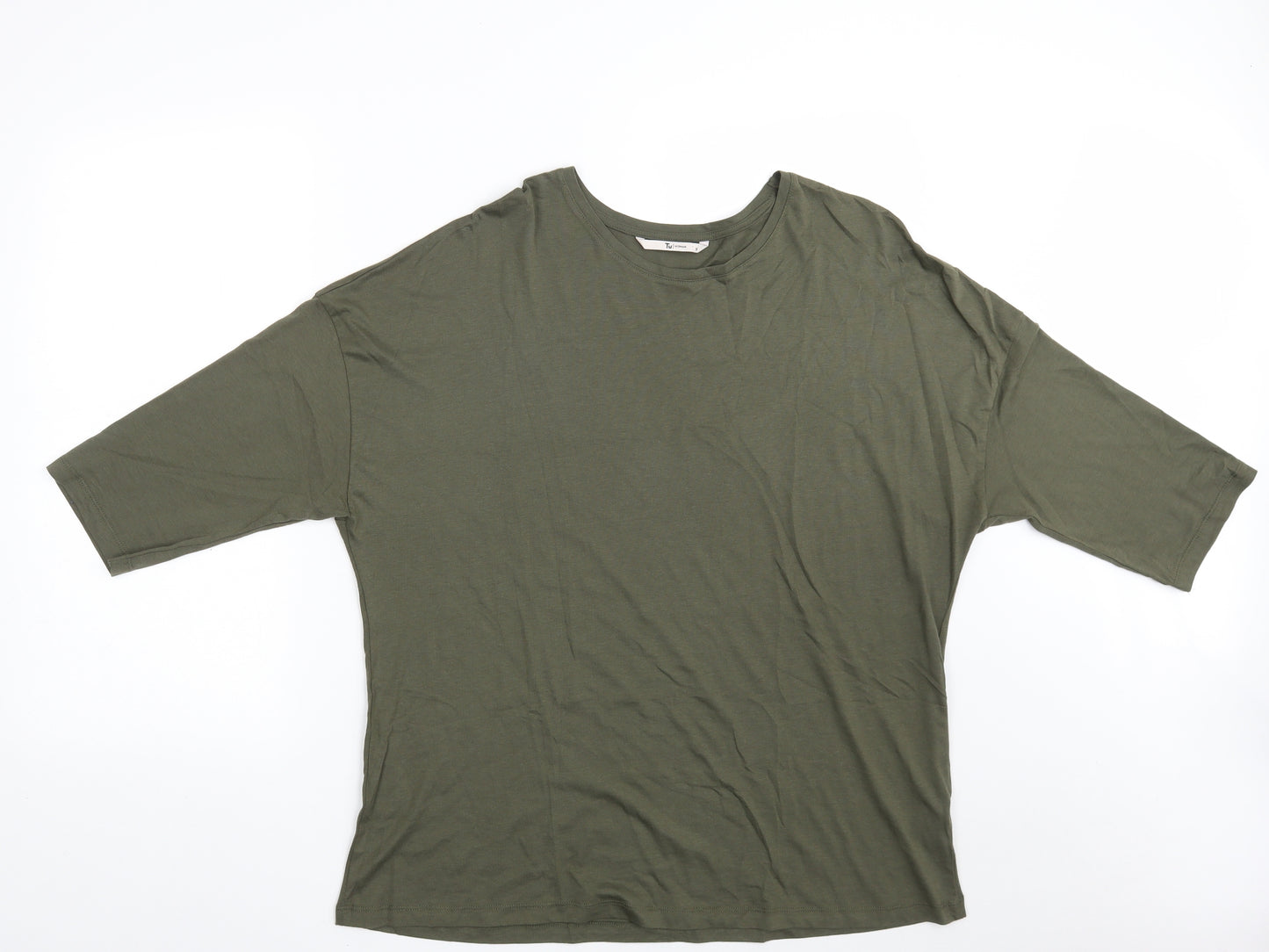 TU Womens Green  Cotton Basic T-Shirt Size 18 Round Neck
