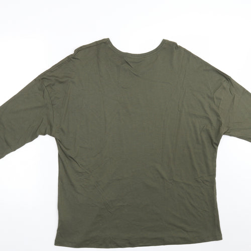 TU Womens Green  Cotton Basic T-Shirt Size 18 Round Neck
