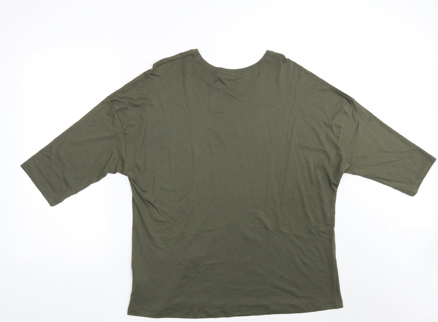 TU Womens Green  Cotton Basic T-Shirt Size 18 Round Neck