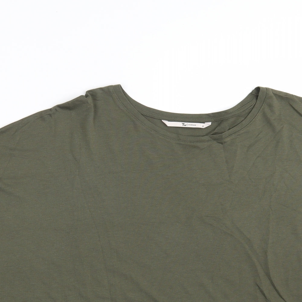 TU Womens Green  Cotton Basic T-Shirt Size 18 Round Neck