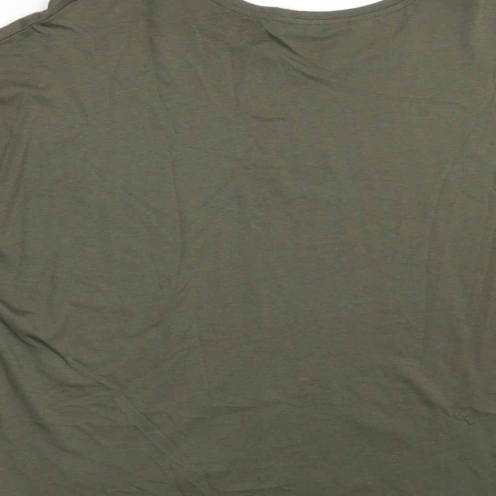 TU Womens Green  Cotton Basic T-Shirt Size 18 Round Neck