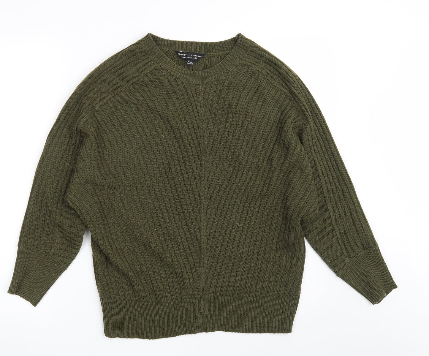 Dorothy Perkins Womens Green Round Neck  Acrylic Pullover Jumper Size 12