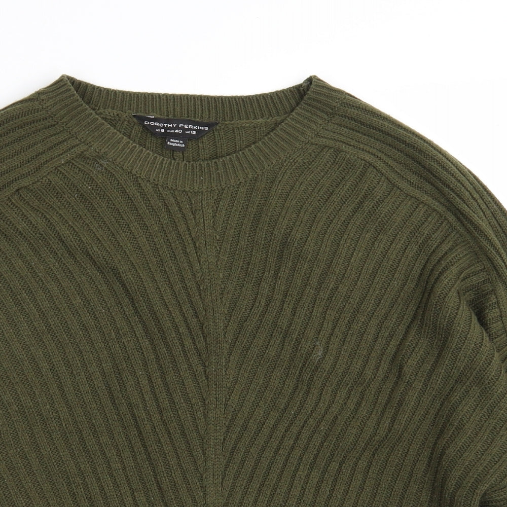Dorothy Perkins Womens Green Round Neck  Acrylic Pullover Jumper Size 12