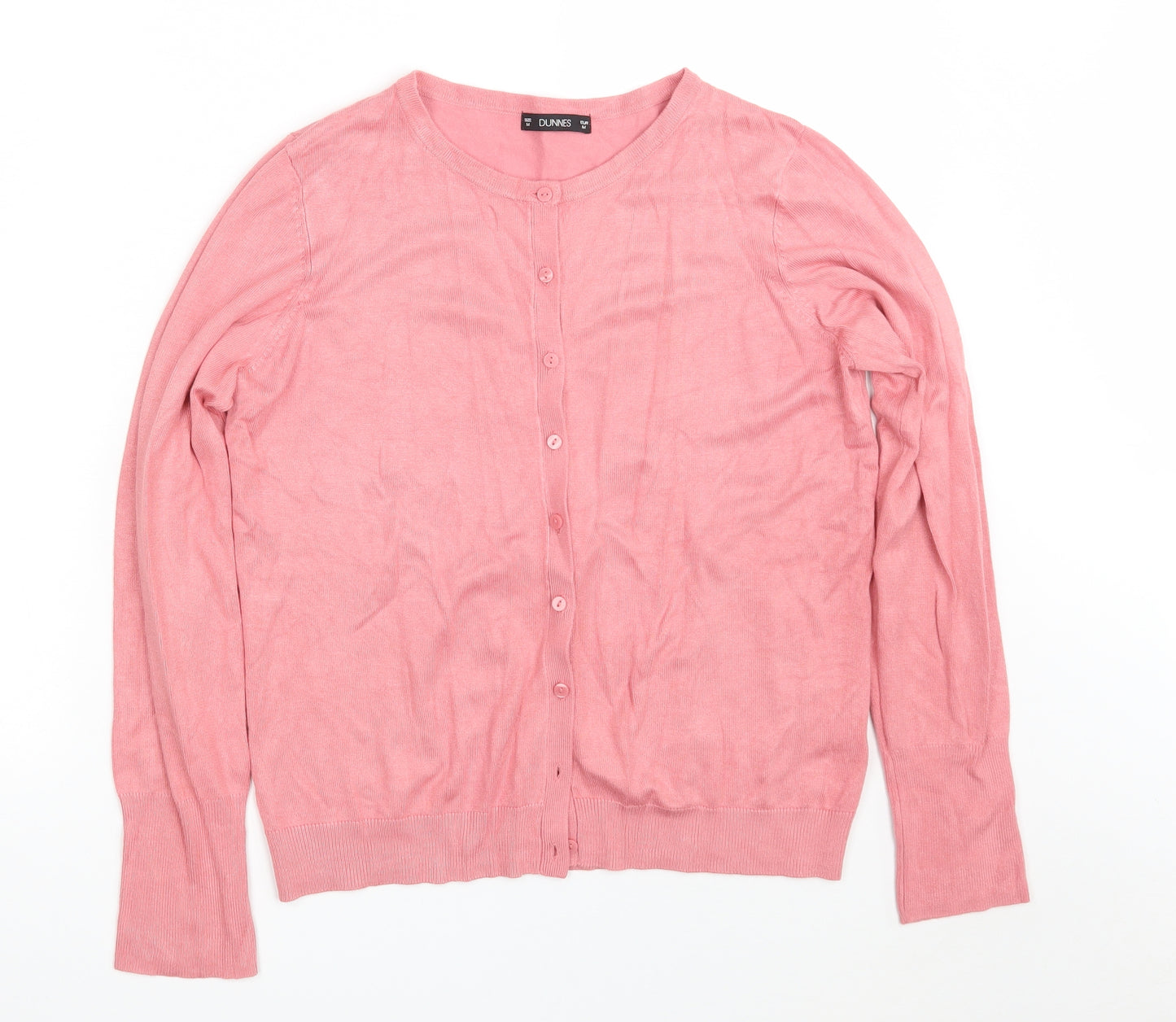 Dunnes Stores Womens Pink Round Neck  Viscose Cardigan Jumper Size M