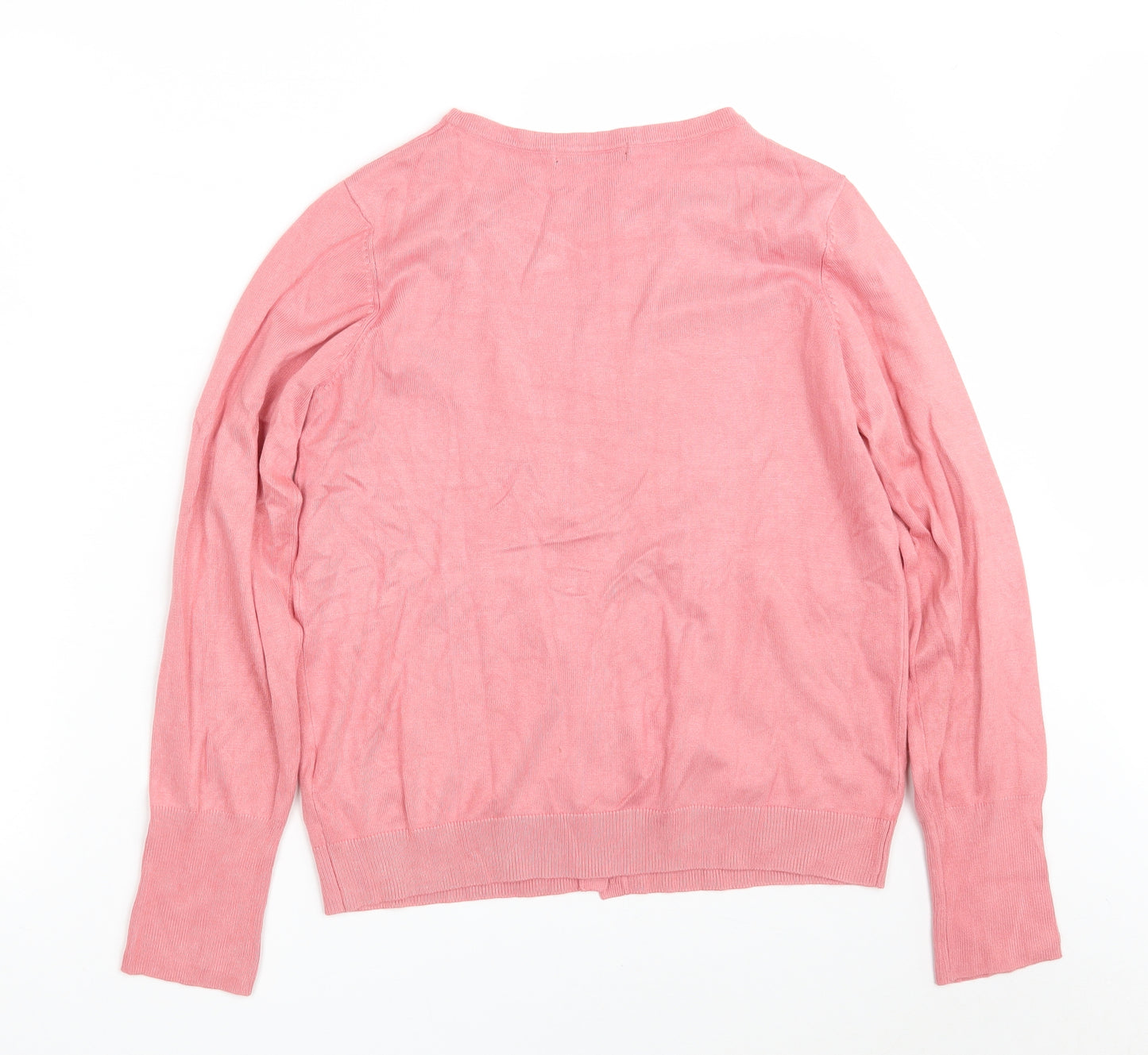 Dunnes Stores Womens Pink Round Neck  Viscose Cardigan Jumper Size M