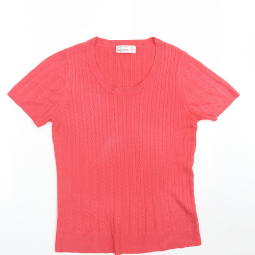 Dunnes Stores Womens Pink Scoop Neck  Acrylic Pullover Jumper Size S