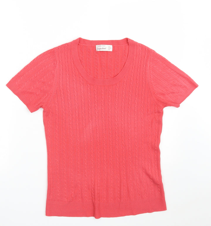 Dunnes Stores Womens Pink Scoop Neck Acrylic Pullover Jumper Size S