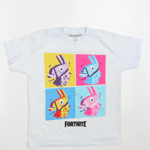 Preworn Boys White  100% Cotton Pullover T-Shirt Size L Crew Neck  - Fortnite