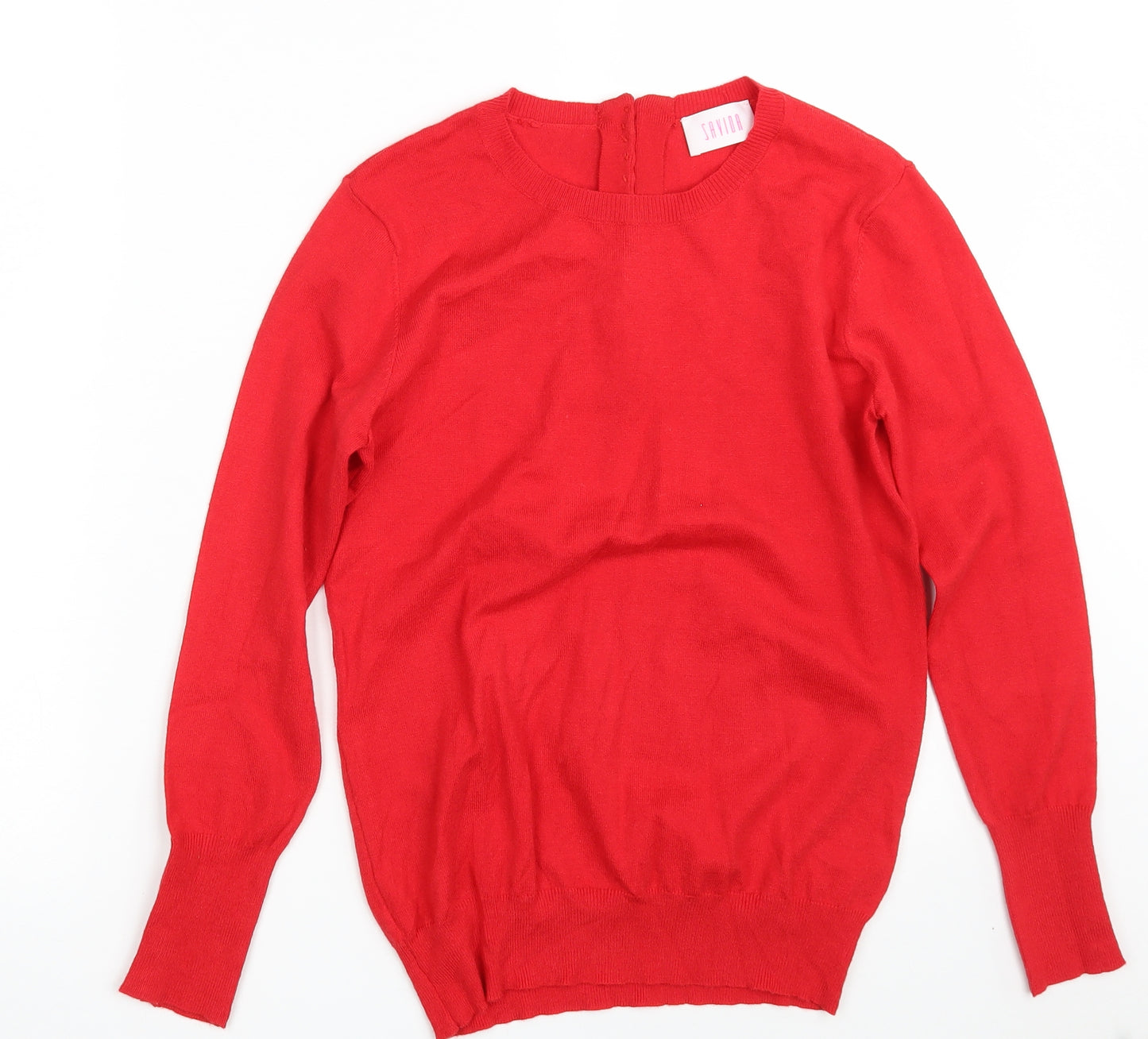 Savida Womens Red Round Neck  Viscose Pullover Jumper Size S