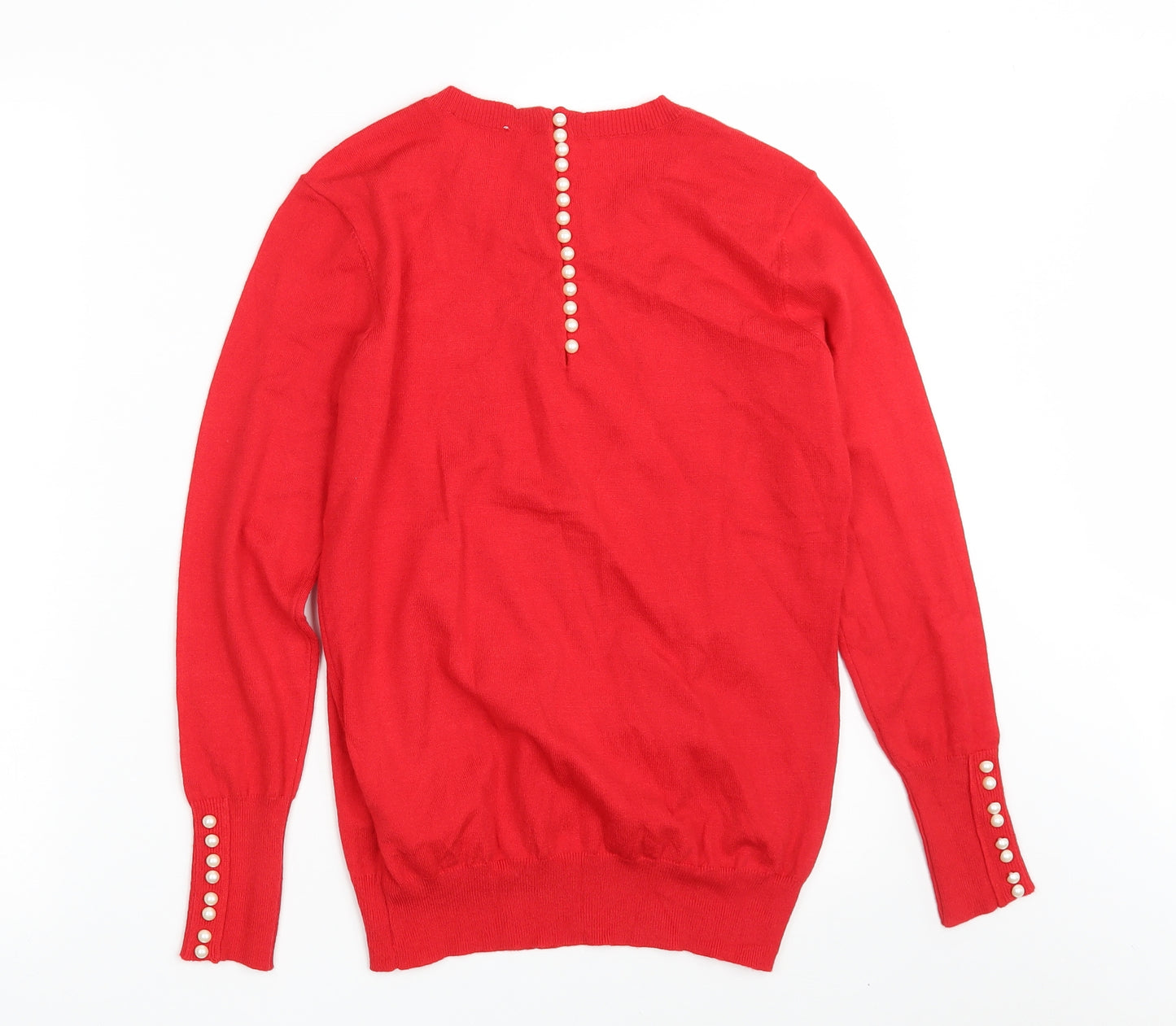 Savida Womens Red Round Neck  Viscose Pullover Jumper Size S