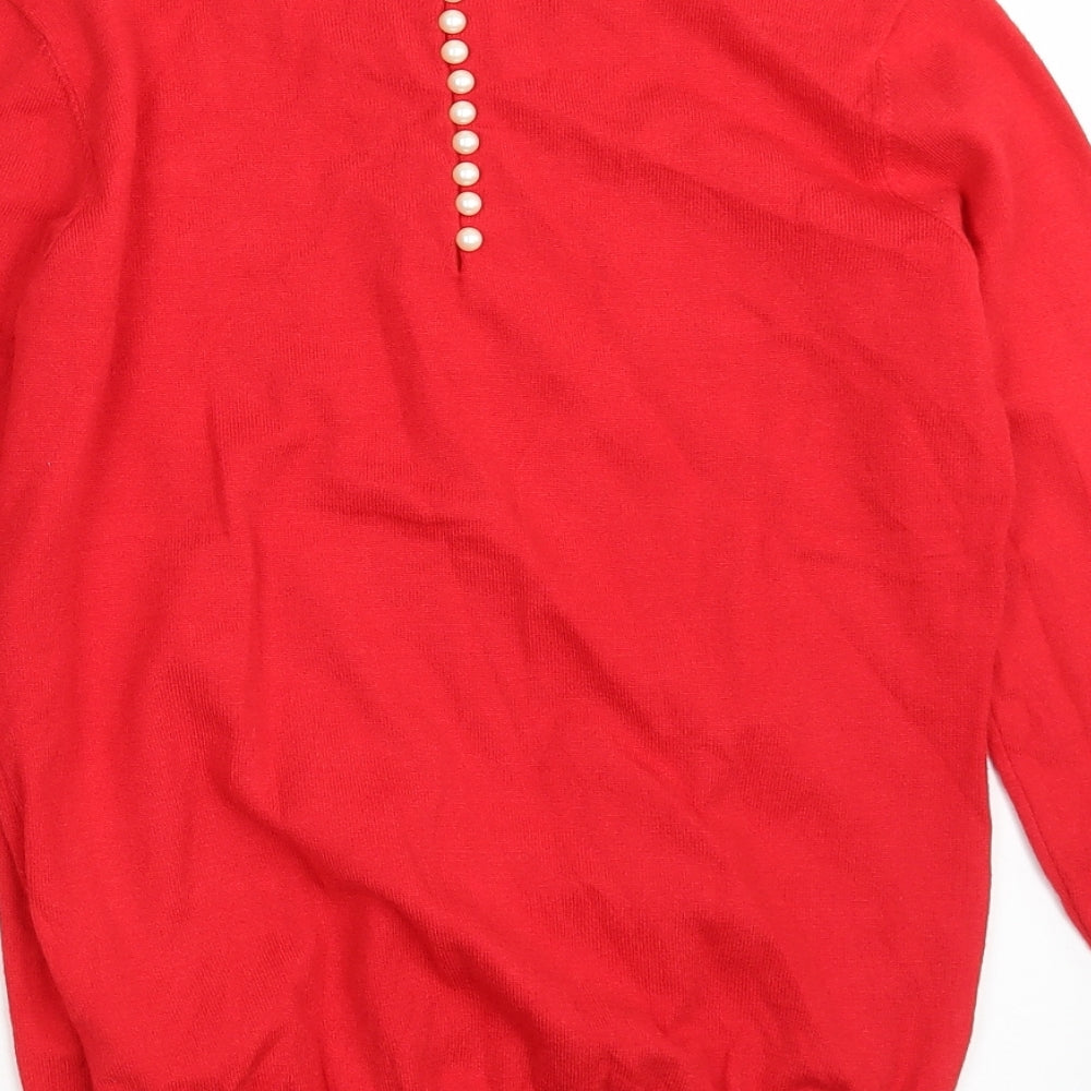 Savida Womens Red Round Neck  Viscose Pullover Jumper Size S