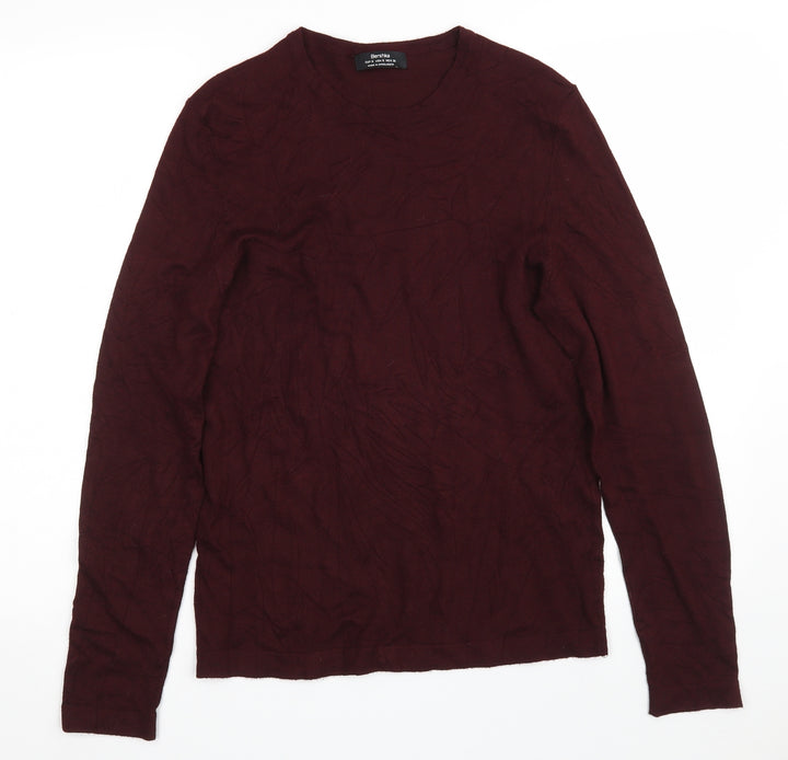 Bershka Womens Purple Scoop Neck Acrylic Pullover Jumper Size S