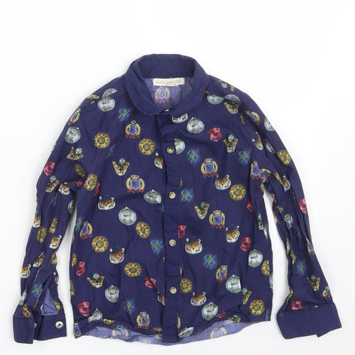 ANGEL & ROCKET Boys Blue  100% Cotton Basic Button-Up Size 5 Years Collared Button