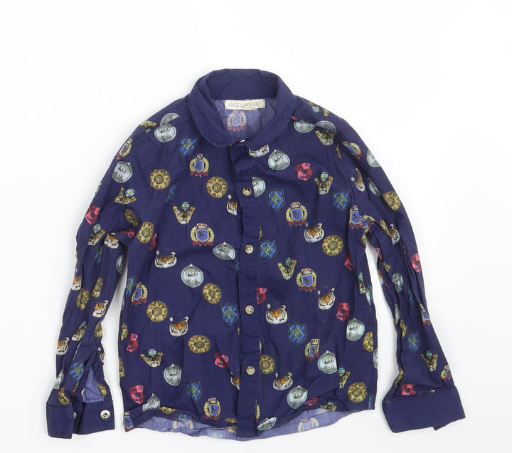 ANGEL & ROCKET Boys Blue  100% Cotton Basic Button-Up Size 5 Years Collared Button