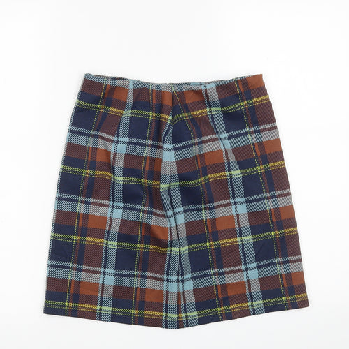 Marks and Spencer Womens Multicoloured Check Polyester A-Line Skirt Size 8