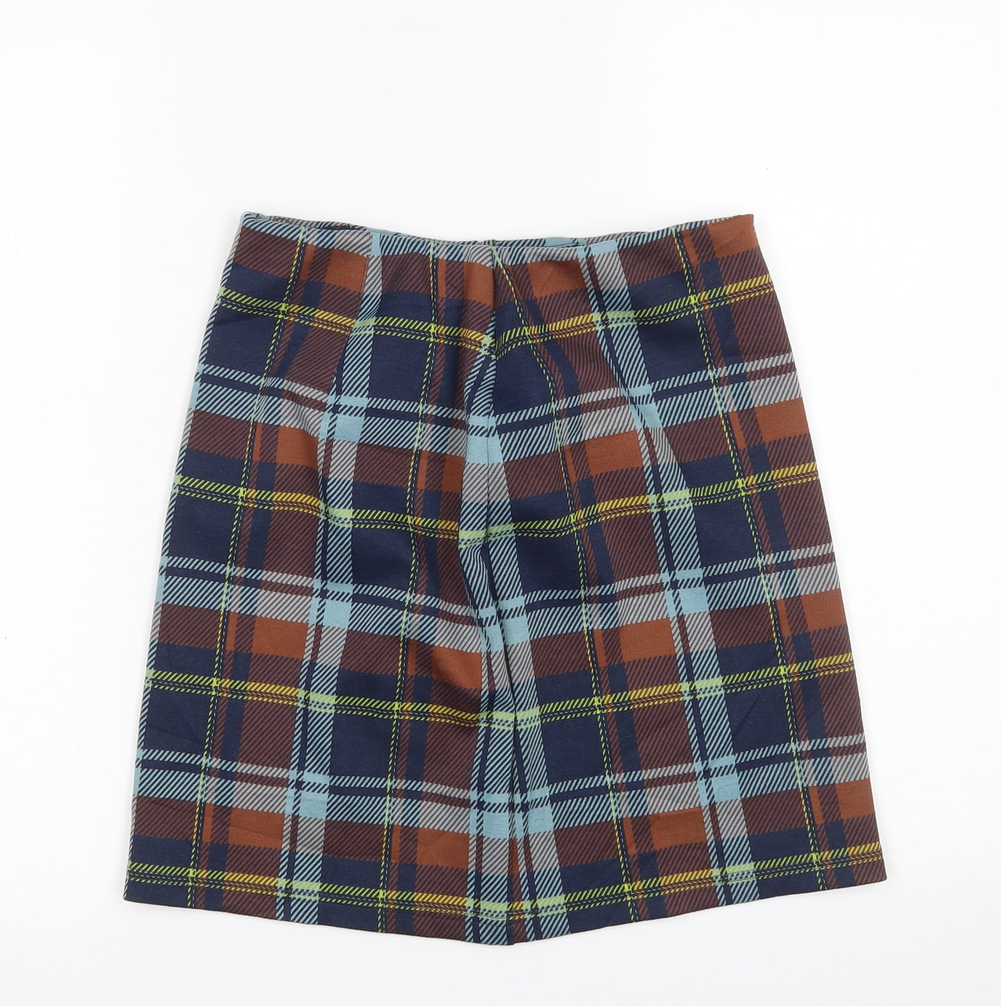 Marks and Spencer Womens Multicoloured Check Polyester A-Line Skirt Size 8