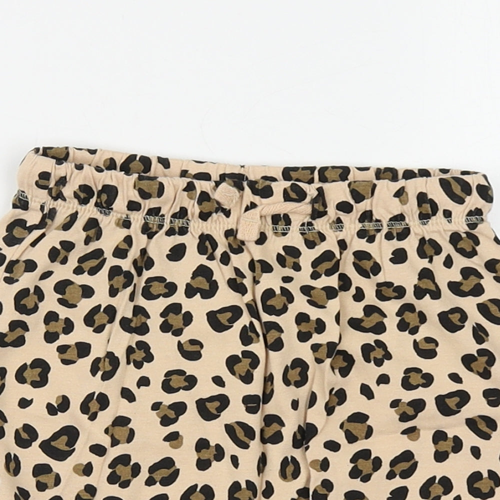 H&M Girls Brown Animal Print 100% Cotton Cropped Leggings Size 18-24 Months  Pullover