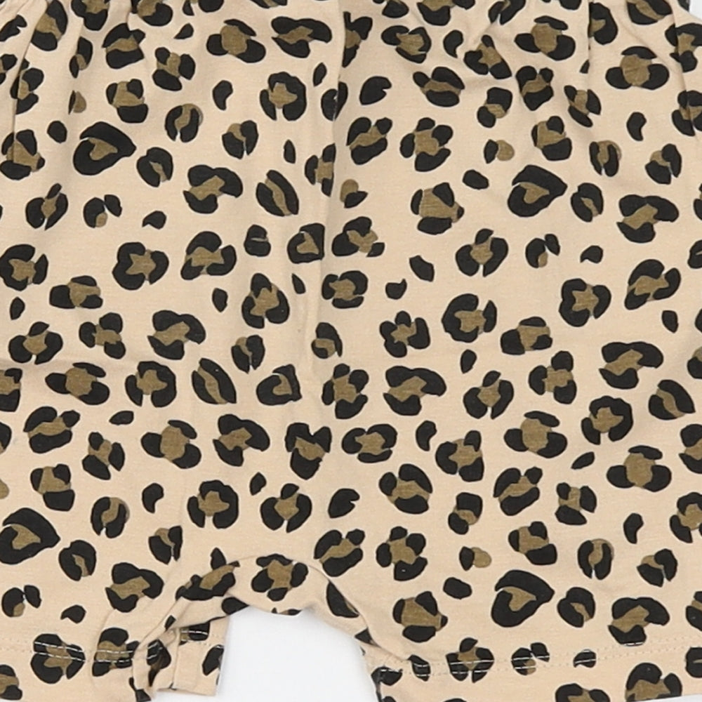 H&M Girls Brown Animal Print 100% Cotton Cropped Leggings Size 18-24 Months  Pullover