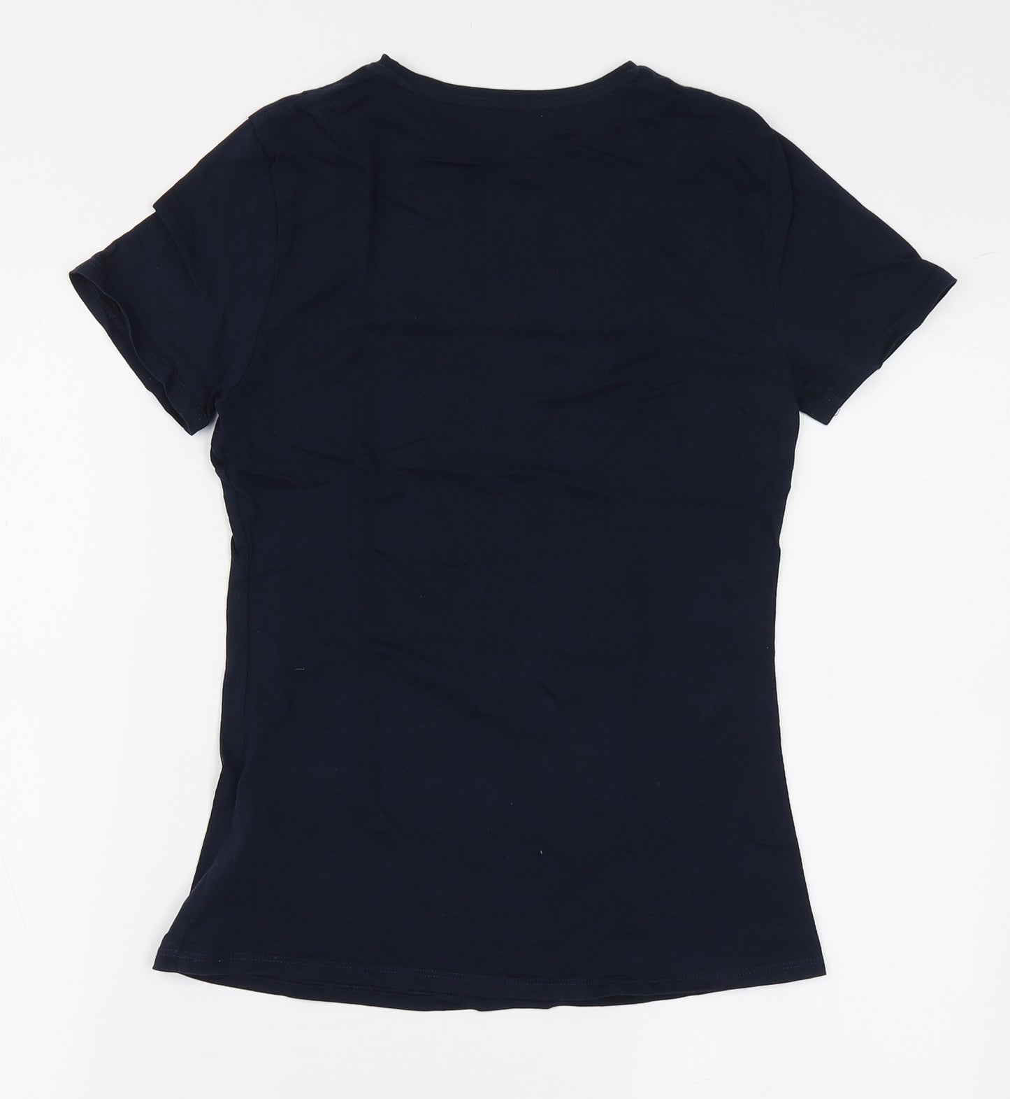 Marks and Spencer Womens Blue  Cotton Basic T-Shirt Size 10 Round Neck
