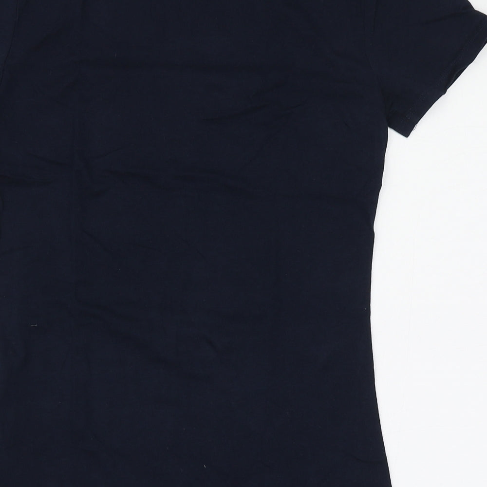 Marks and Spencer Womens Blue  Cotton Basic T-Shirt Size 10 Round Neck