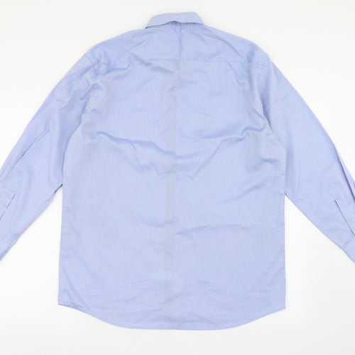 Eterna Mens Blue  100% Cotton  Dress Shirt Size 16 Collared Button