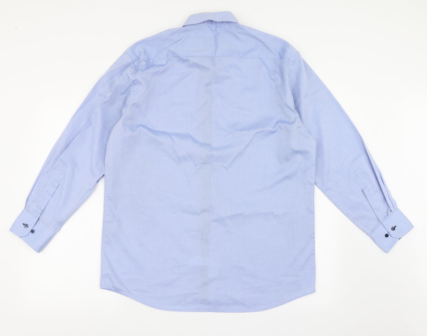 Eterna Mens Blue  100% Cotton  Dress Shirt Size 16 Collared Button