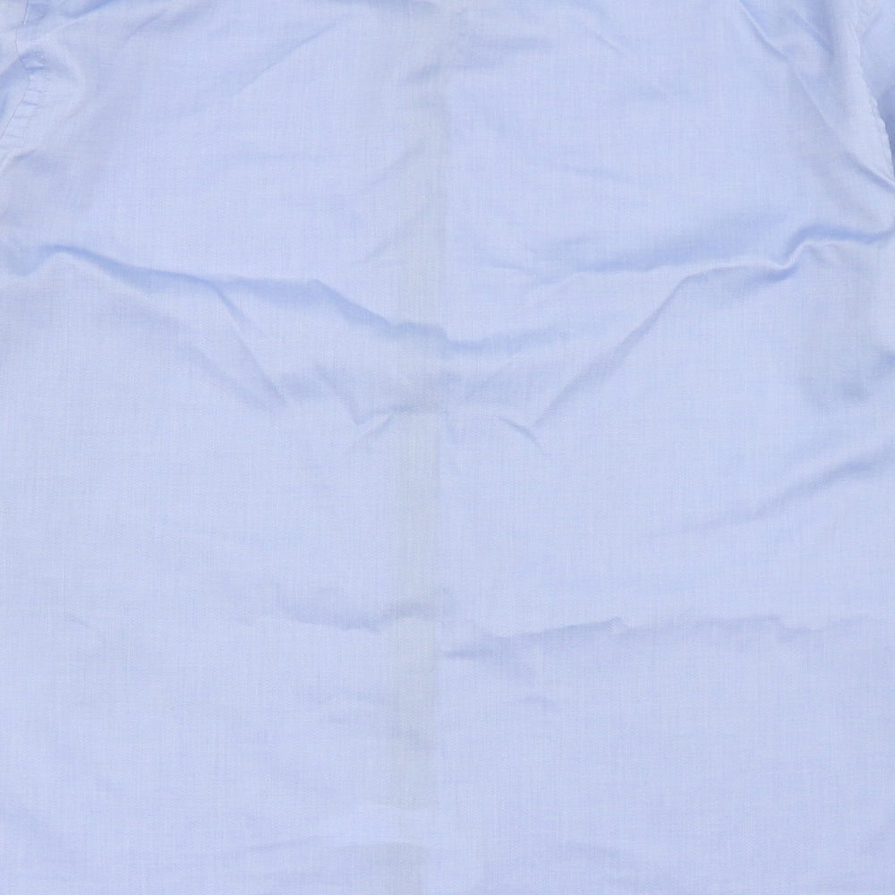 Eterna Mens Blue  100% Cotton  Dress Shirt Size 16 Collared Button