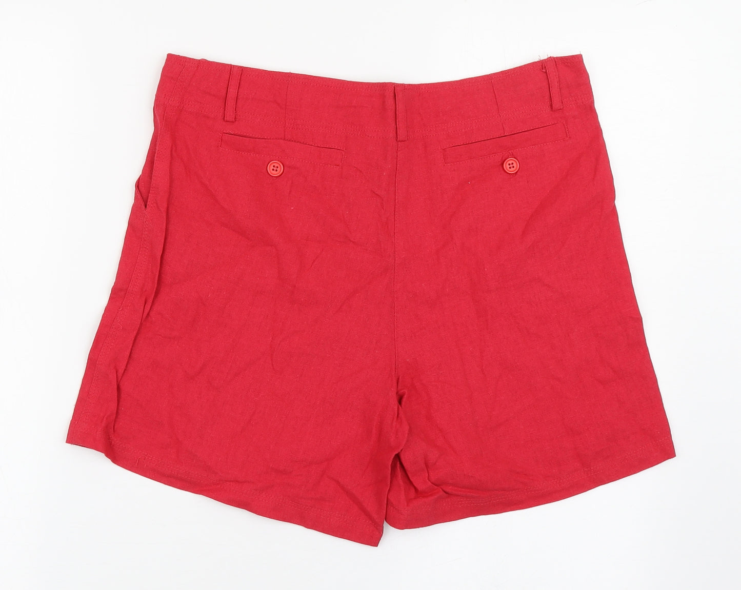 Denim Co Womens Red  Linen Boyfriend Shorts Size 12  Regular Zip