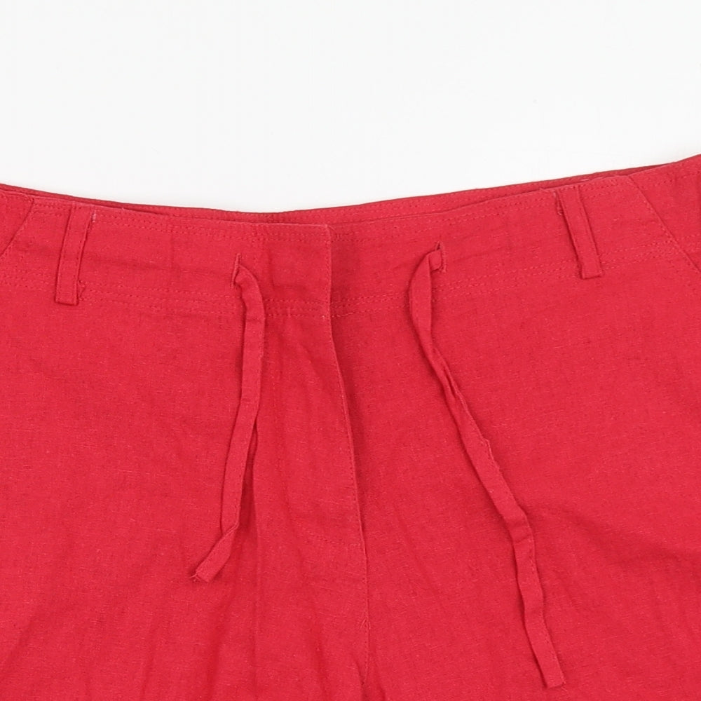 Denim Co Womens Red  Linen Boyfriend Shorts Size 12  Regular Zip