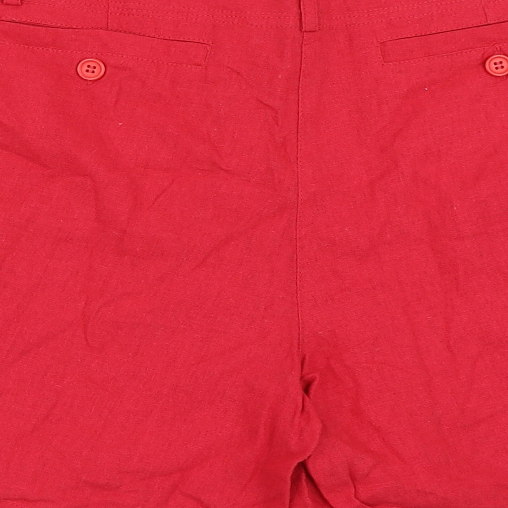 Denim Co Womens Red  Linen Boyfriend Shorts Size 12  Regular Zip