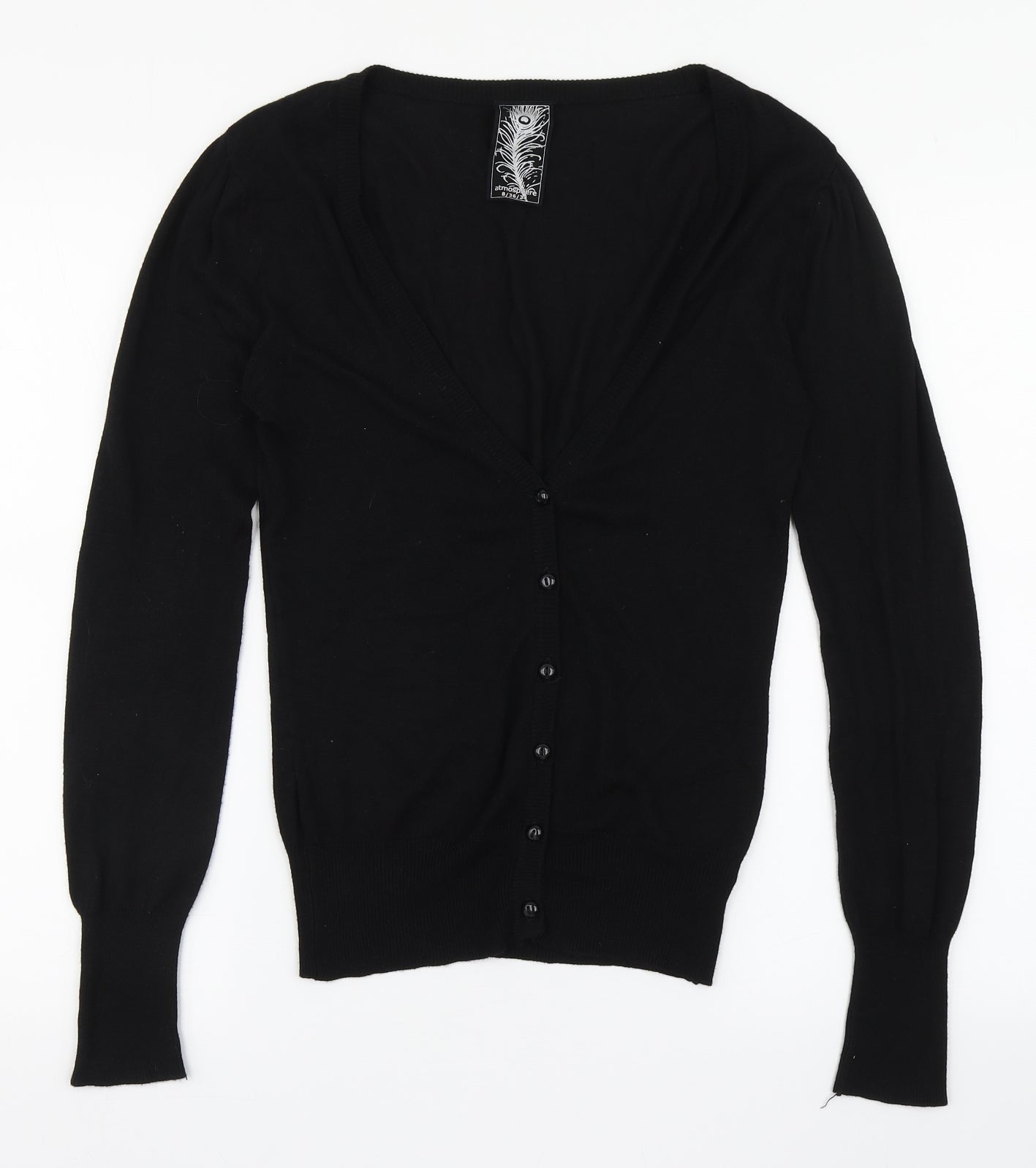 Atmosphere Womens Black V-Neck  Viscose Cardigan Jumper Size 8