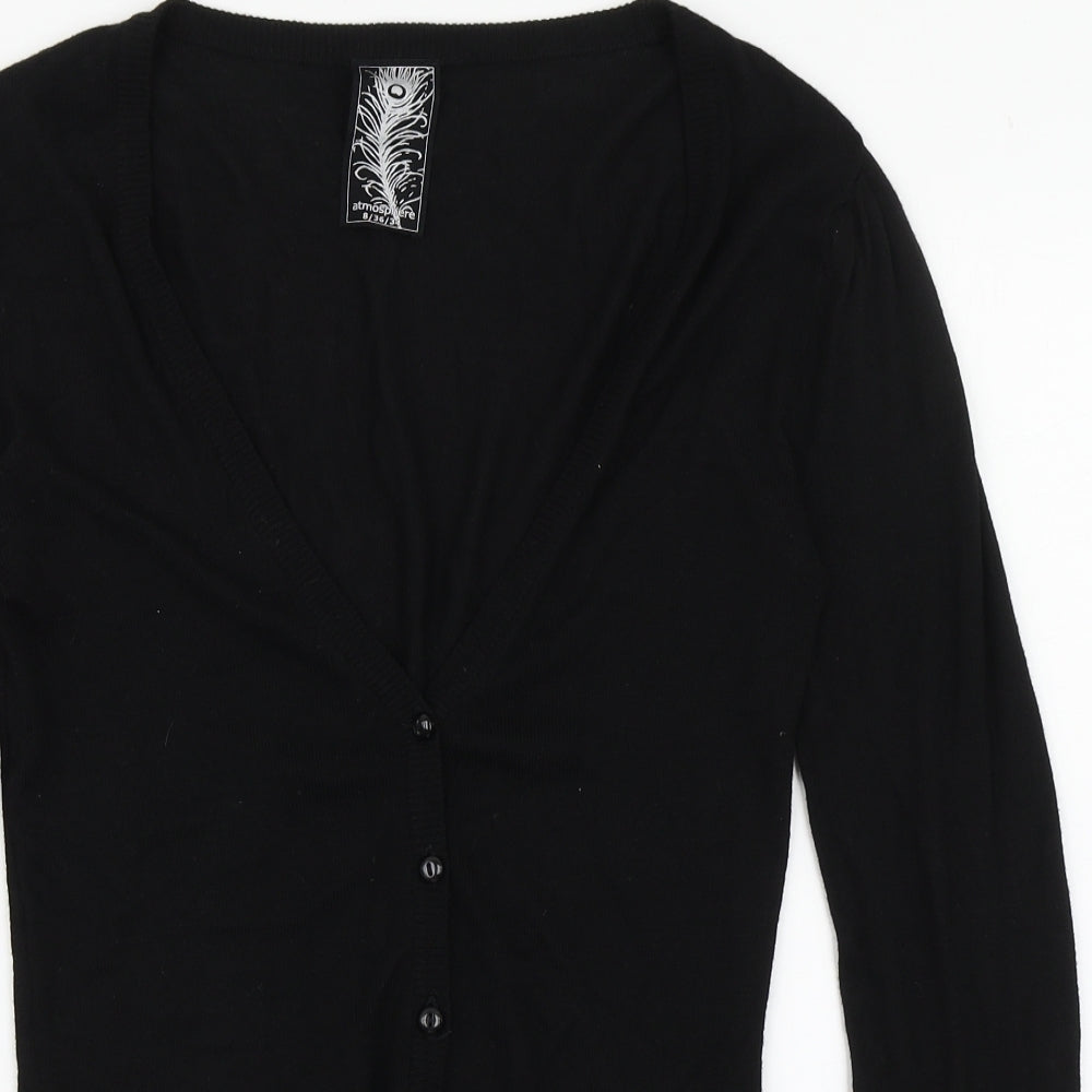 Atmosphere Womens Black V-Neck  Viscose Cardigan Jumper Size 8