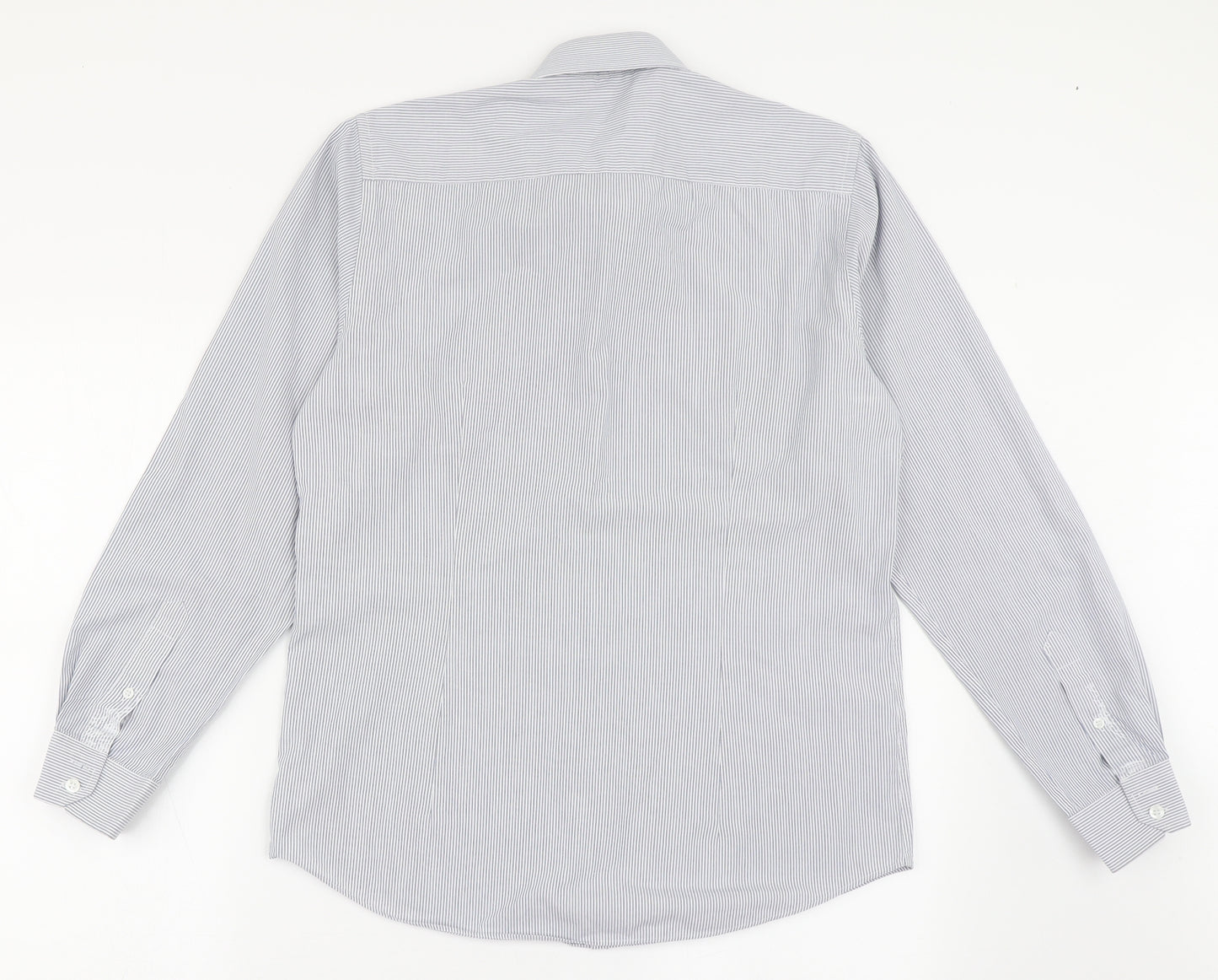 Cedar Wood State Mens Blue Striped Cotton  Button-Up Size M Collared Button