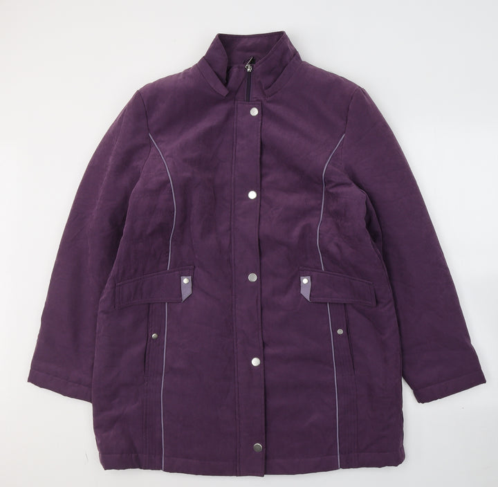 ANNA ROSE Womens Purple Trench Coat Coat Size L Zip