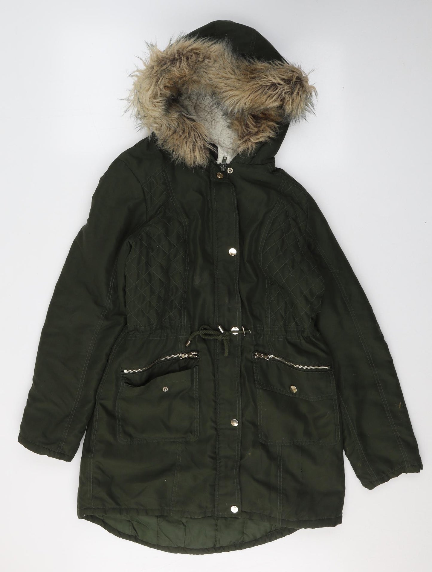 Dorothy Perkins Womens Green   Trench Coat Coat Size 8  Zip