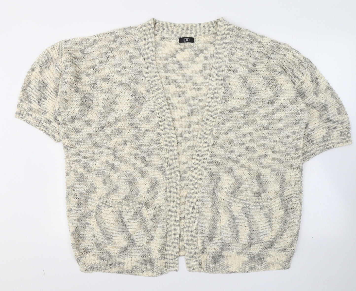F&F Womens Beige V-Neck  Acrylic Cardigan Jumper Size 20