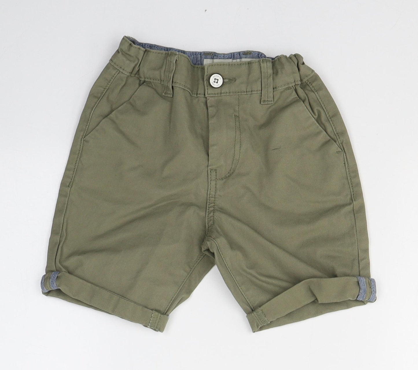 Denim & Co. Boys Green  Cotton Bermuda Shorts Size 5-6 Years  Regular Zip