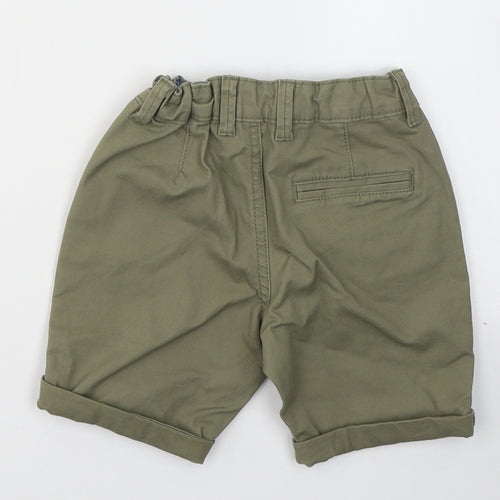 Denim & Co. Boys Green  Cotton Bermuda Shorts Size 5-6 Years  Regular Zip