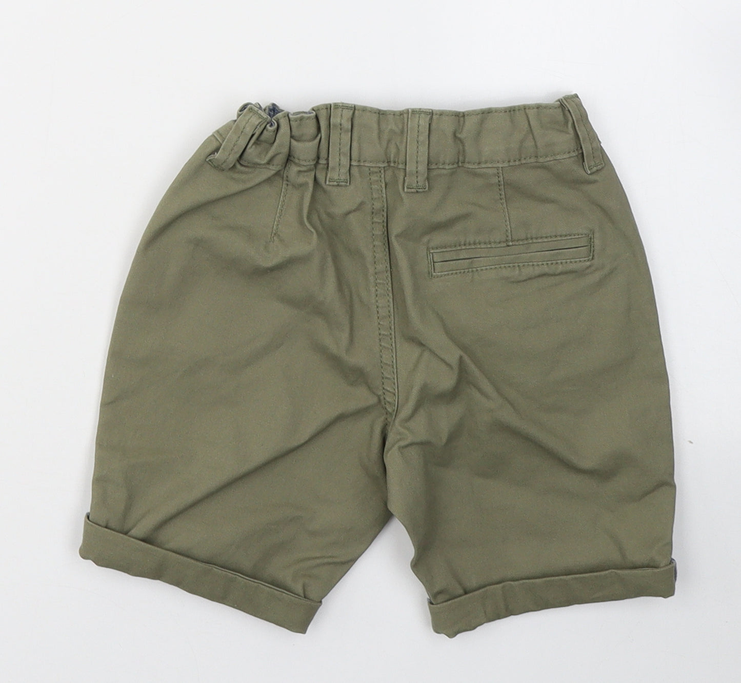 Denim & Co. Boys Green  Cotton Bermuda Shorts Size 5-6 Years  Regular Zip