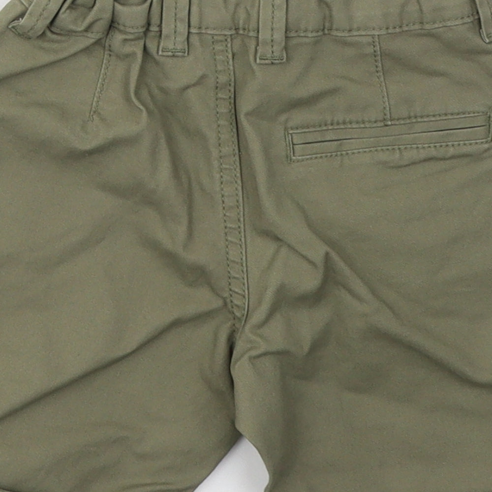 Denim & Co. Boys Green  Cotton Bermuda Shorts Size 5-6 Years  Regular Zip