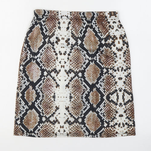 PRETTYLITTLETHING Womens Multicoloured Animal Print Polyester A-Line Skirt Size 8