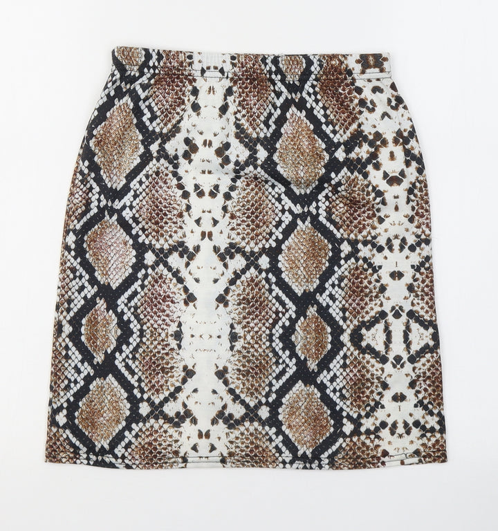 PRETTYLITTLETHING Womens Multicoloured Animal Print Polyester A-Line Skirt Size 8