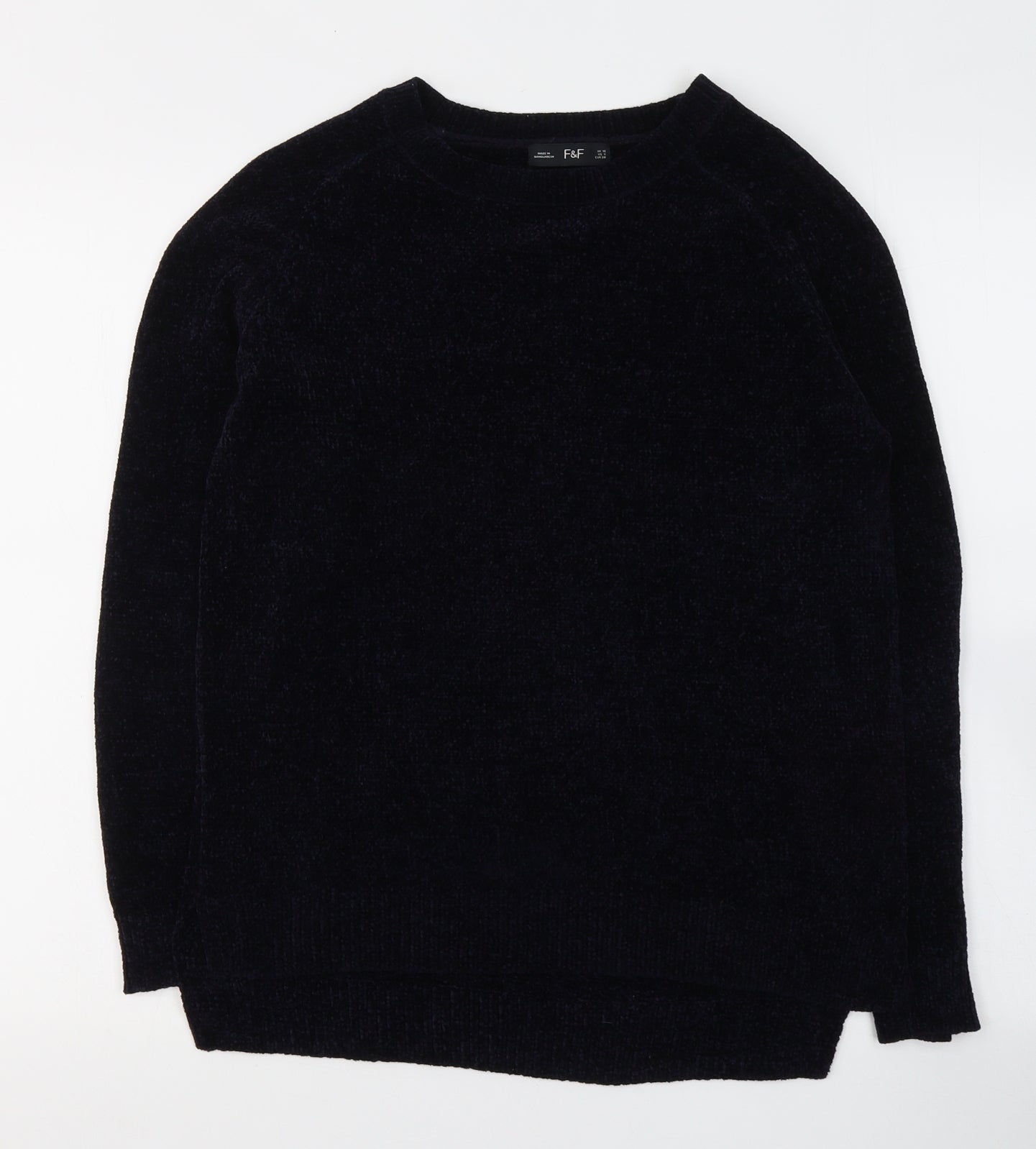 F&F Womens Black Round Neck  Polyester Pullover Jumper Size 10