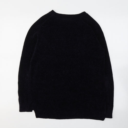 F&F Womens Black Round Neck  Polyester Pullover Jumper Size 10