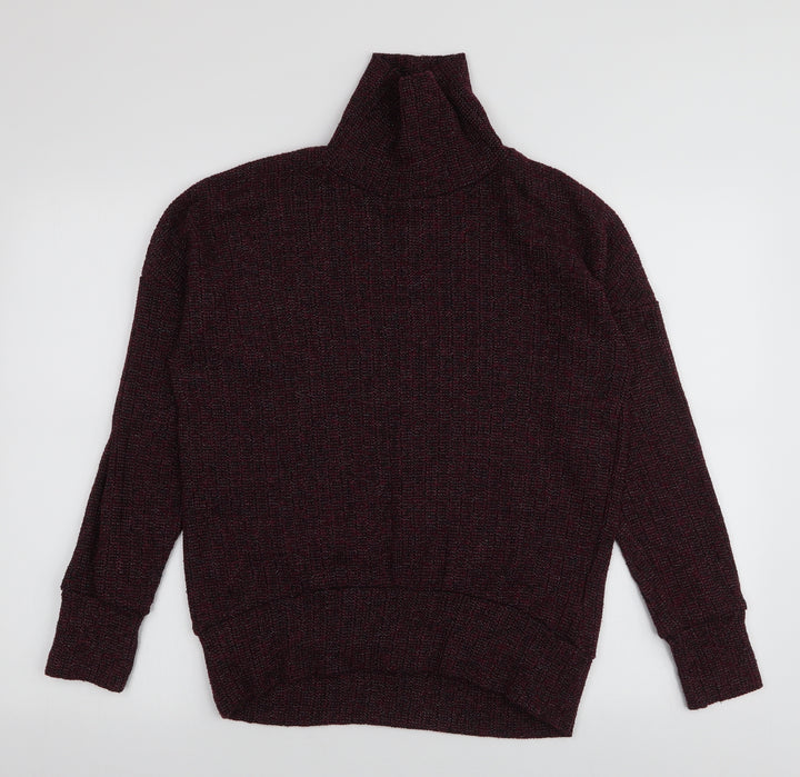Topshop Womens Red Roll Neck Polyester Pullover Jumper Size 6