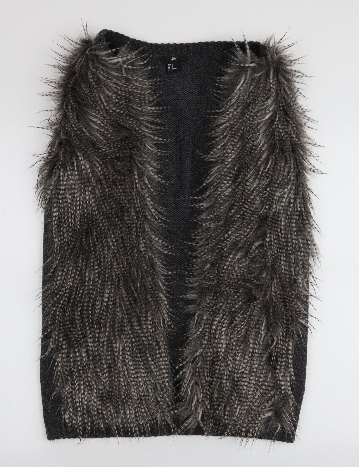 H&M Womens Grey   Gilet Jacket Size XS   - Fur Gilet