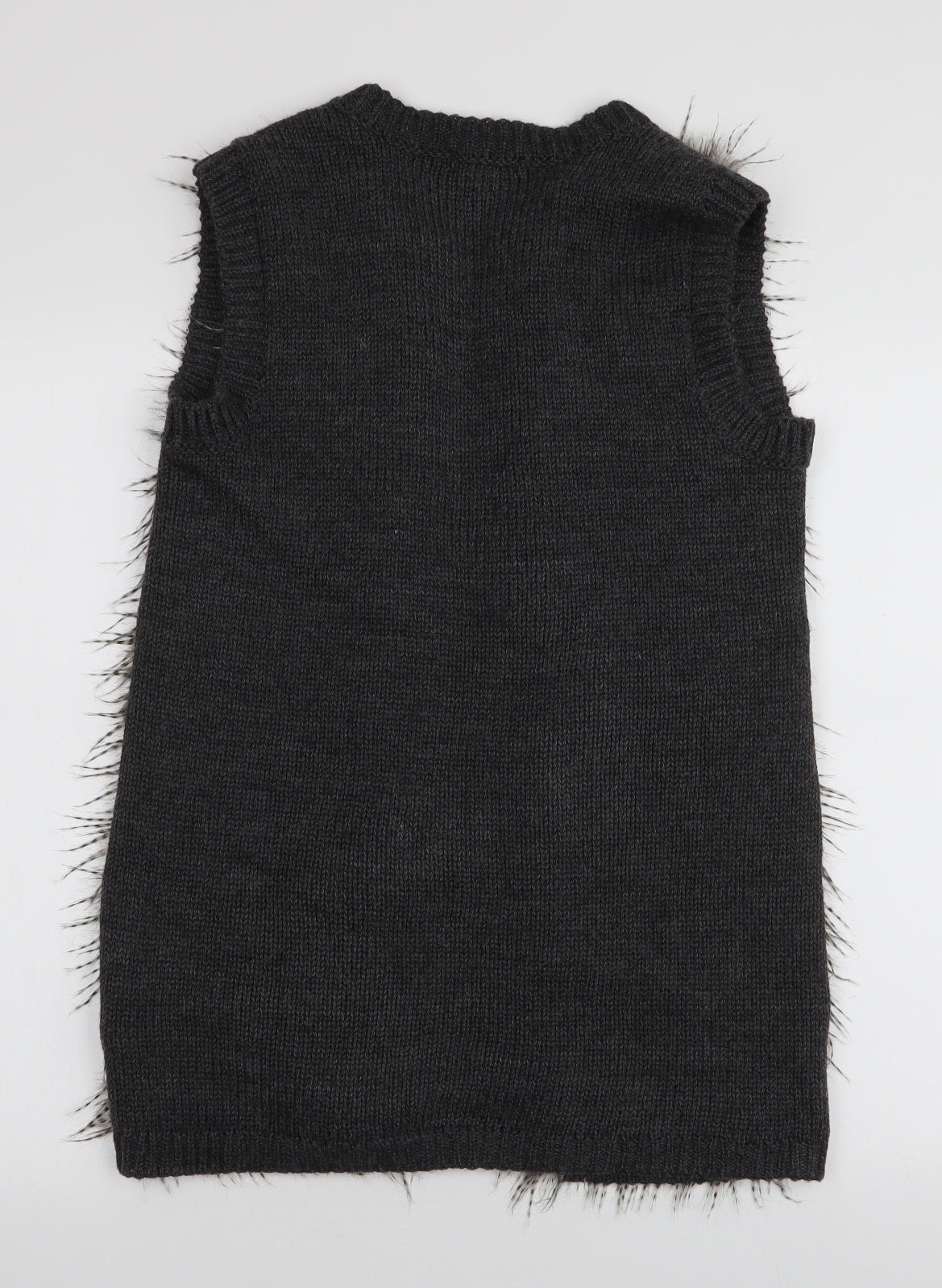 H&M Womens Grey   Gilet Jacket Size XS   - Fur Gilet