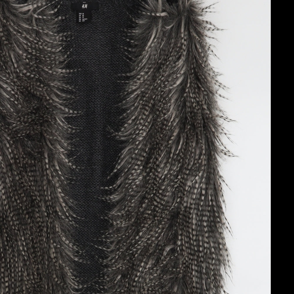 H&M Womens Grey   Gilet Jacket Size XS   - Fur Gilet