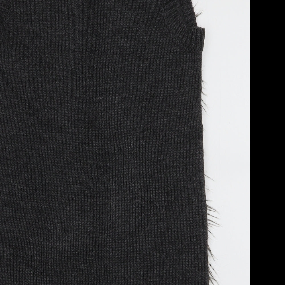 H&M Womens Grey   Gilet Jacket Size XS   - Fur Gilet